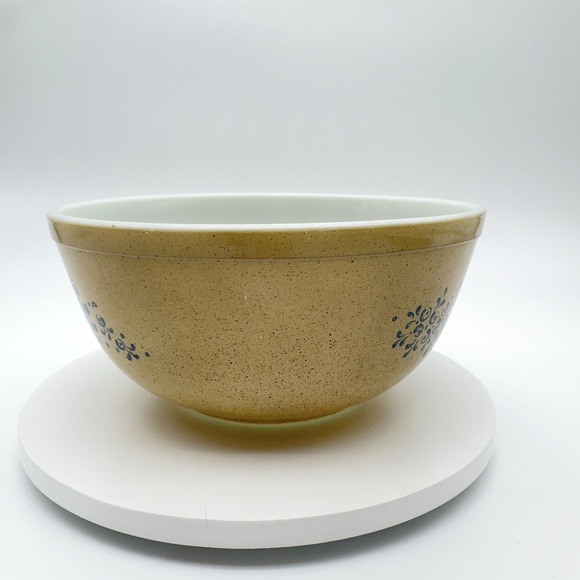 Vintage Pyrex Homestead Nesting Mixing Bowl #403 2.5qt Tan Blue - Picture 2 of 9